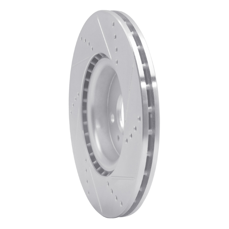 Fiat 124 Spider Brake Rotor (1) - Front Left - R1 Concepts - Drilled & Slotted - Silver - `16-`25